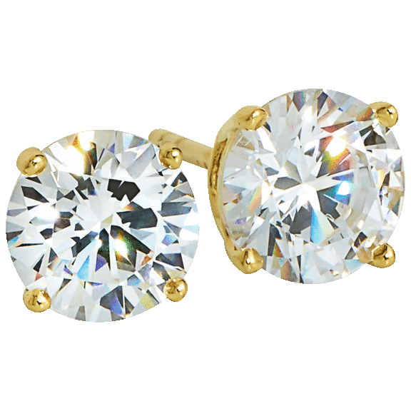 Savvy Cie 2 Carat TW Swarovski Crystal Stud Earrings with 14 Karat Gold Posts