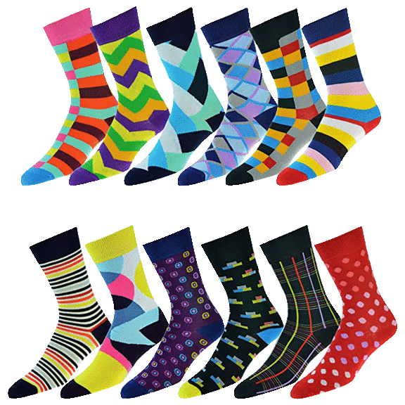 12-Pack: Urban Understuff Men's Fun & Bold Patterned Socks