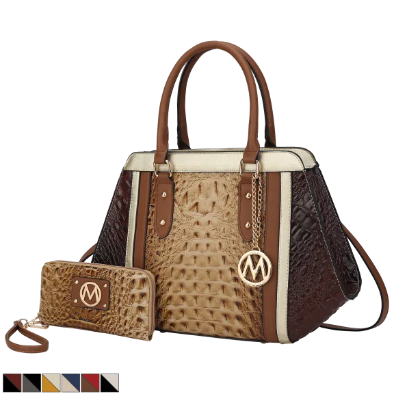 2-Piece: MKF Collection Daisy Croco Satchel Bag & Wallet