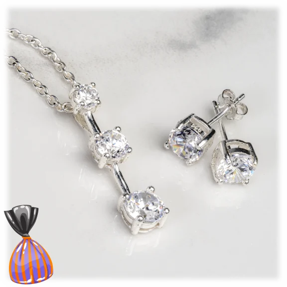 2.5 Carat Cubic Zirconia Necklace with Matching Earrings