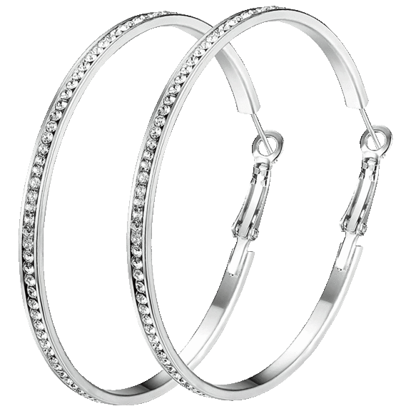 Italiano Milano 18K Rose Gold Plated Pave Hoop Earring With Swarovski Crystals