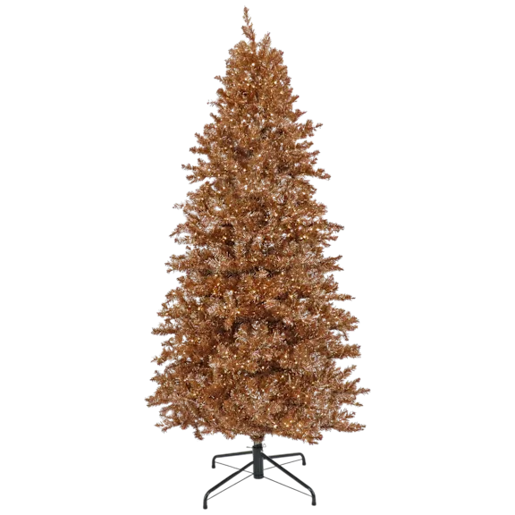 National Tree Company 10' Christmas Rose Gold Hinged Tree with 2720 Warm White
