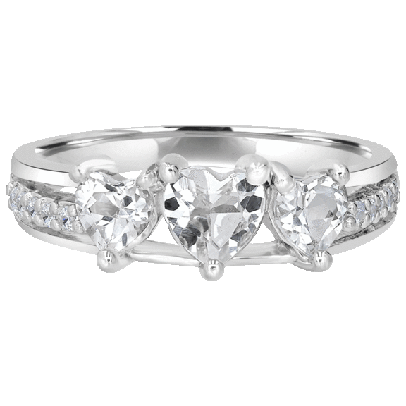 Gemistry Sterling Silver Genuine Stone and Cubic Zirconia Heart Ring
