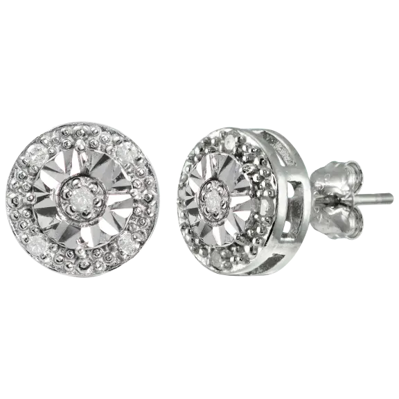 Designs by FMC 1/10 Total Ct. Weight Diamond and Sterling Silver Earrings