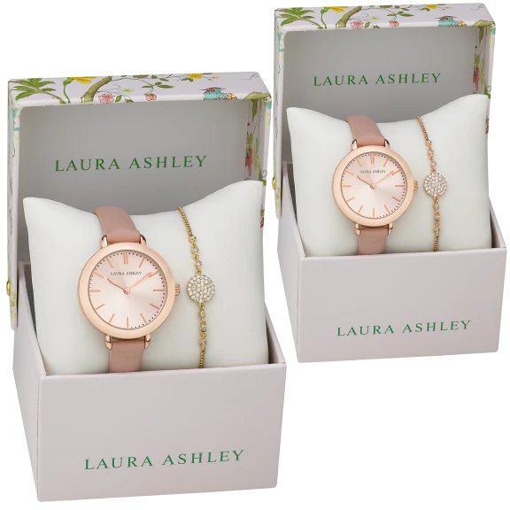 Laura Ashley Ladies Jewelry Set Analog Watch With Bracelet