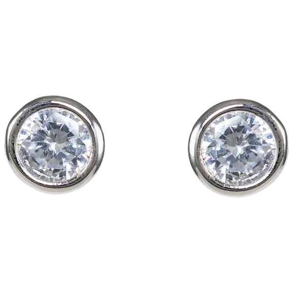 Kenneth Jay Lane 2 CTTW Martini Stud Bezel CZ Earrings