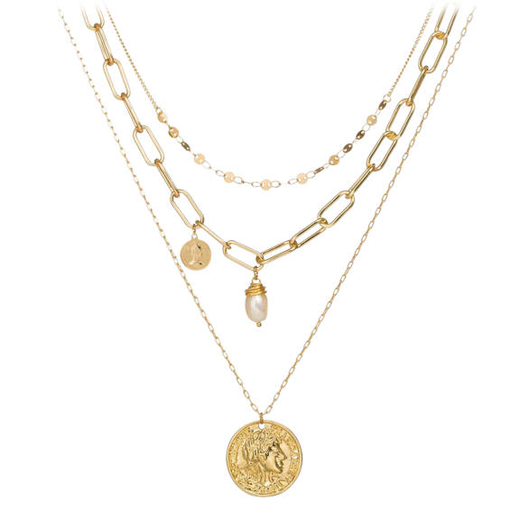Hollywood Sensation's Boho Three Layered Necklace with Gypsy Coin