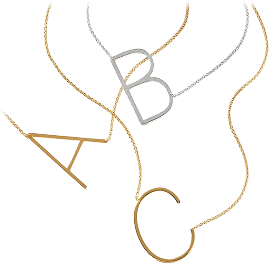 Savvy Cie 18K Gold or Silver Plated 1.5” Large Initial Necklaces