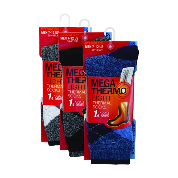 3-Pack: Men's Mega Thermo Argyle Thermal Socks