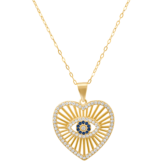 Kylie Harper 14k Gold Over Silver Evil Eye Heart Pendant (Gold)