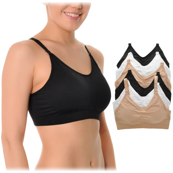 6-Pack: Angelina Wireless Seamless Bra with Adjustable Closure