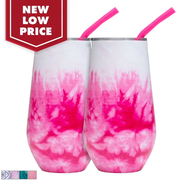 2-Pack: Cambridge 16 oz Insulated Tumblers with Straw