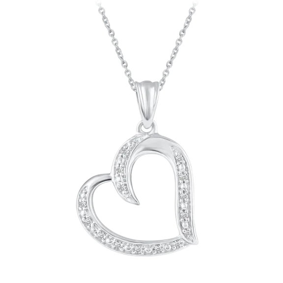 Prime and Pure Open Heart Charm Necklace Pendant in 925 Sterling Silver