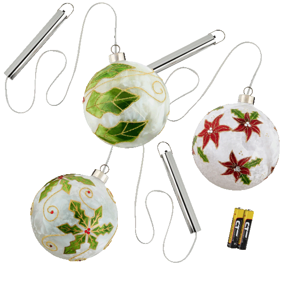Winter Lane Set Of 3 Oversized LED Ornaments With Timer