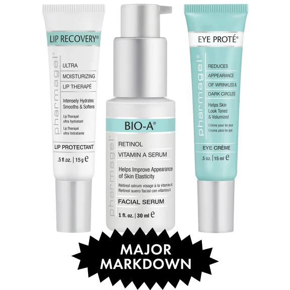 Pharmagel 3-Piece Beauty Set with Eye Cream, Bio-A Retinol Serum & Lip Recovery