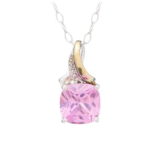 Edgewater Sterling Silver & 10K Yellow Gold Pink Pendant Necklace