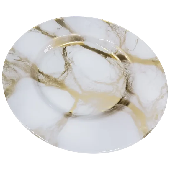 Classic Touch Gold-White Marble Charger