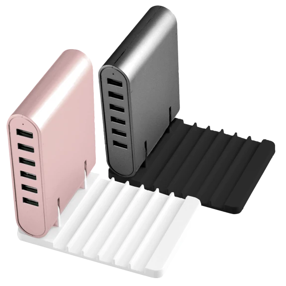 CobaltX 6 USB Port Charging Hub with Foldable Tray
