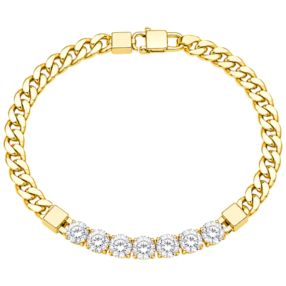 Saffron 18K Gold Plated Cuban Link Cubic Zirconia Bracelet