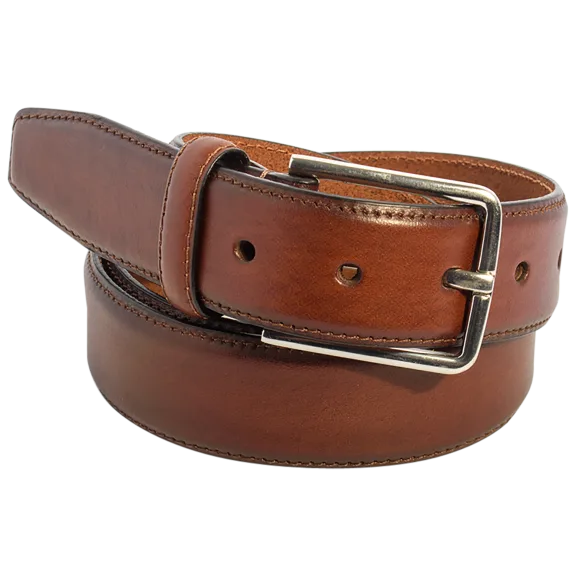 Neiman Marcus-35mm Smooth Burnished Dress Leather Belt