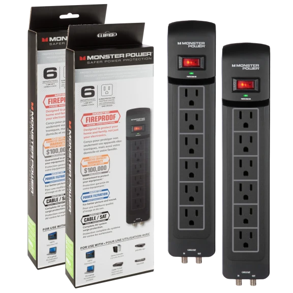 2-Pack: Monster Core Power™ 600 A/V Surge Protectors