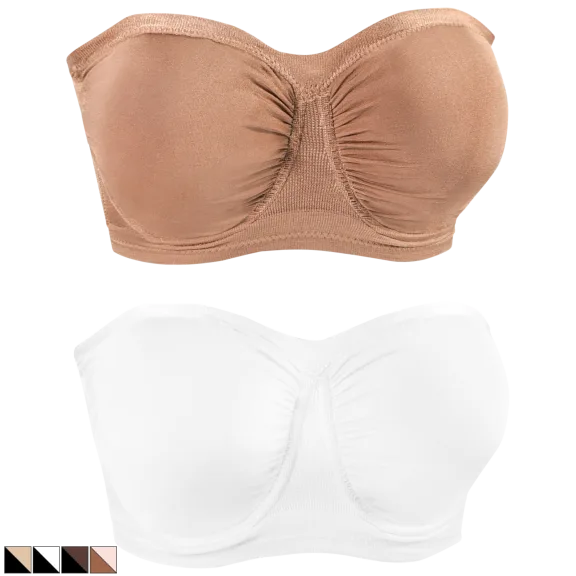 2-Pack: Rhonda Shear Sweetheart Neckline Underwire Bandeau Bra