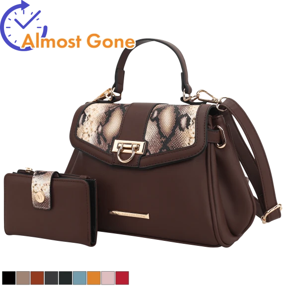 MKF Collection Geny Snake Embossed Shoulder Bag & Wallet Set by Mia K