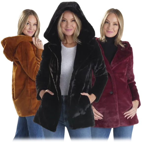 NVLT Hooded Faux Mink Coat