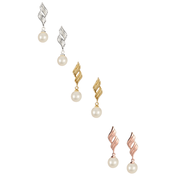 Savvy Cie Freshwater Pearls Drop Earrings in 18 Carat Gold Plated - Set of 3