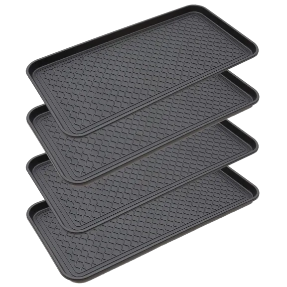 4-Pack: Multi-Purpose Rubber Floor Mat + Tray for Outdoor & Indoor