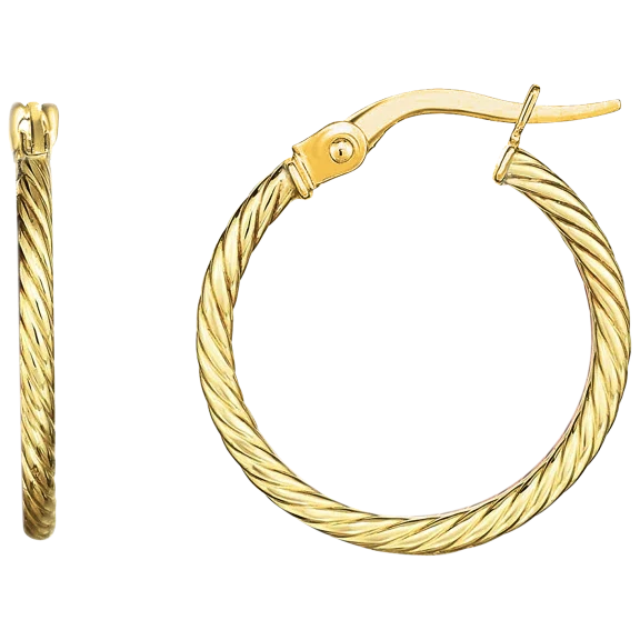 Savvy Cie 18K Gold Italian Design Fluted Hoop Earrings