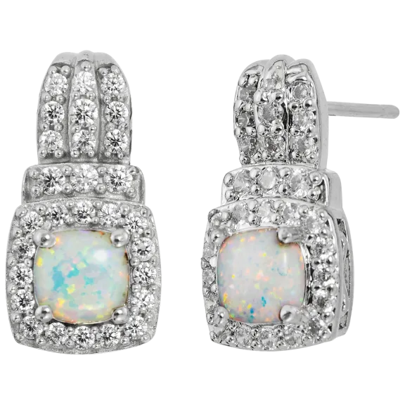 Savvy Cie Pave Created Opal Drop Earrings