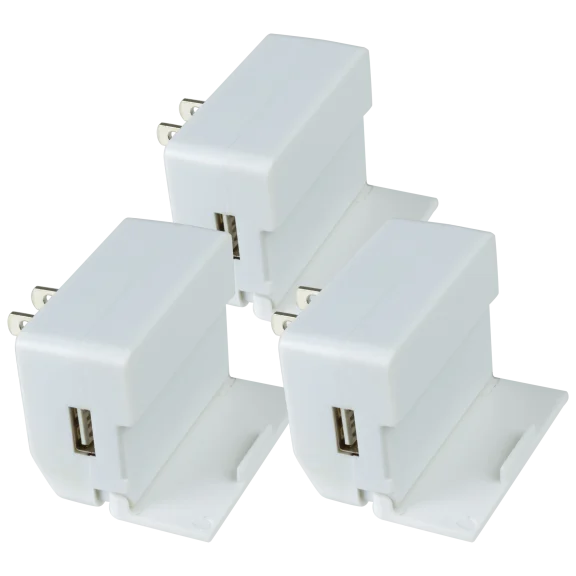 3-Pack: Dual-USB Wall Plug Adapter with Phone Holder