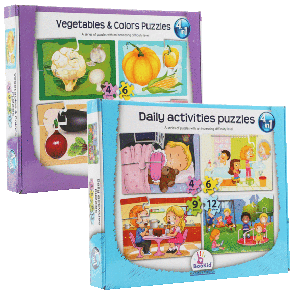 2-Pack: BooKid 4 in 1 Puzzles for Kids