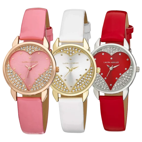 Laura Ashley Open Heart Patent Strap Watch