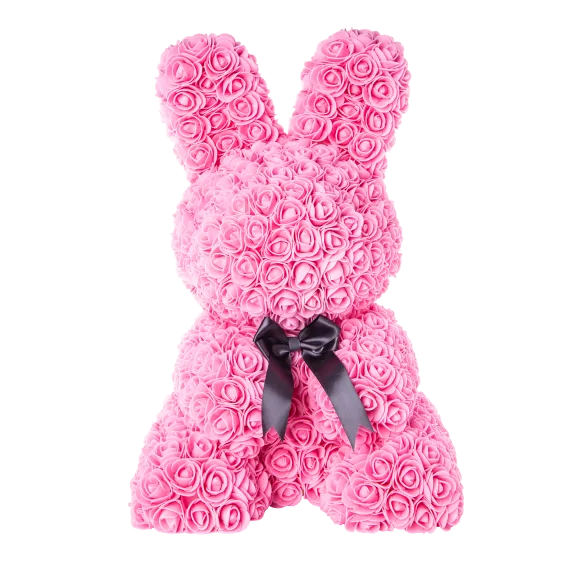 The Forever Rose Petal Bunny with Ribbon