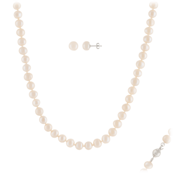 Splendid Pearls 7-7.5mm Freshwater Pearl Necklace & Earring Set