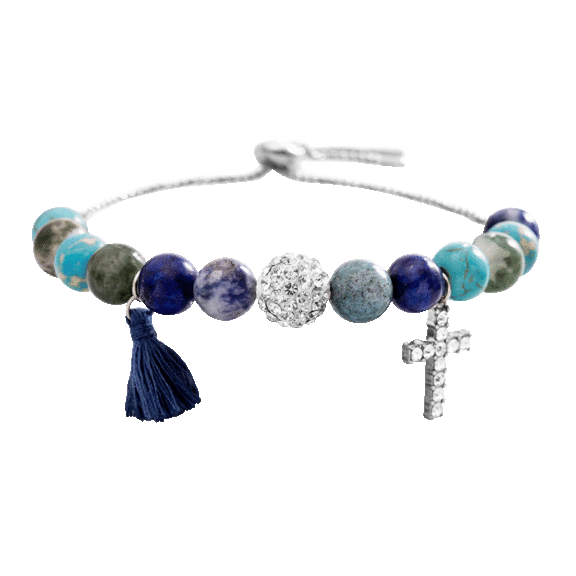 NES Jewelry Fine Silver Plated Charm and Gemstone Bracelet