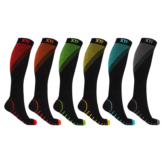 6-Pack: XTF Athletic Graduated Knee-High Compression Socks