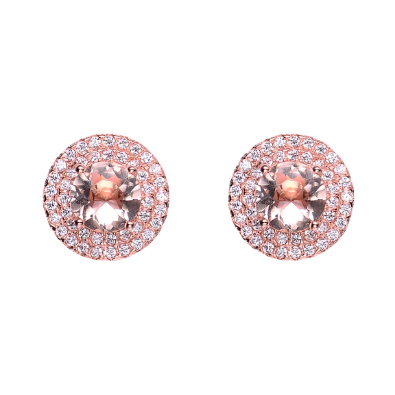 Megan Walford Rose Gold Morganite Round Stud Earrings