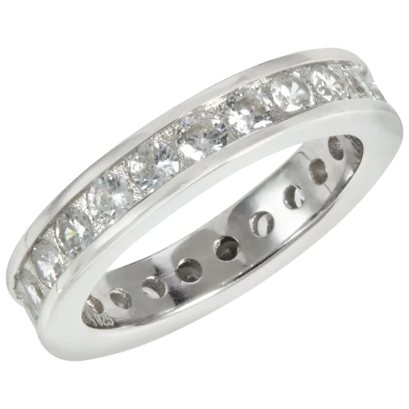Savvy Cie Sterling Silver 5 Carat Eternity CZ Band