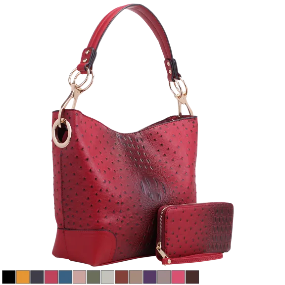 MKF Collection 2-Piece Wandy Vegan Leather Hobo & Wallet Set by Mia K
