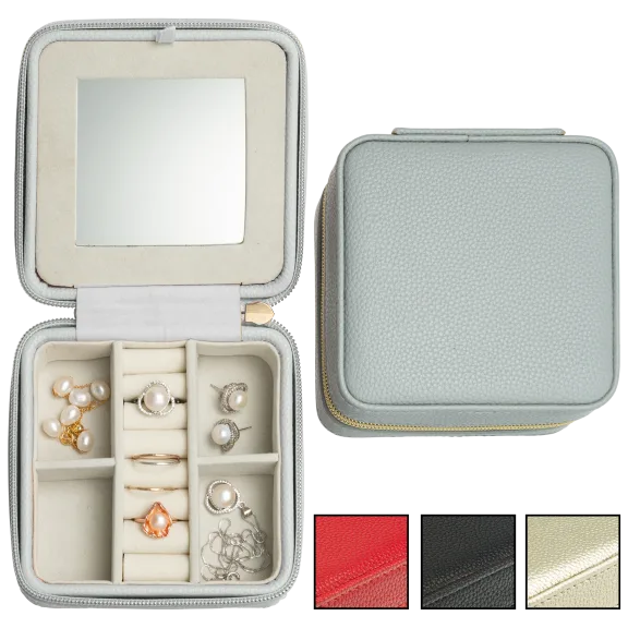 Croft Avenue Travel Jewelry Case with Mirror, Hidden Compartment and Tassel