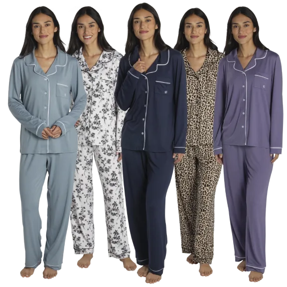 Born Long Sleeve Notch Collar Pajama Set