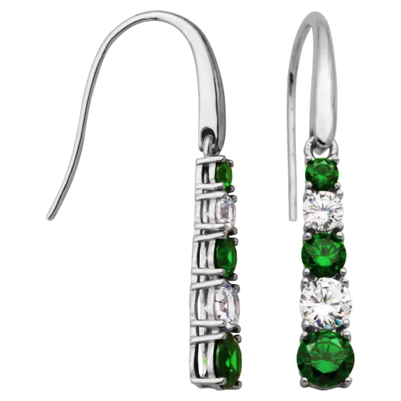 Morgan & Paige Sterling Silver Simulated Emerald and Diamond Drop Earrings