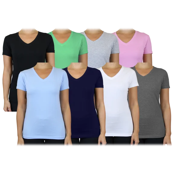 6-Pack: Women's Short Sleeve V-Neck Tees