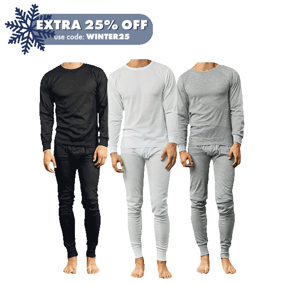 3-Pack: Galaxy by Harvic Men's Winter Thermal Top & Bottom Sets (Assorted)