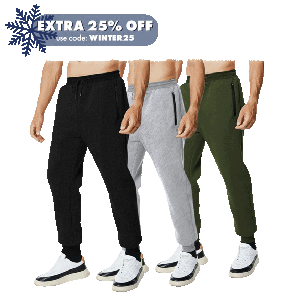 3-Pack: Nextex Apparel Men's Fleece Jogger Pants With Tech Zipper Pockets
