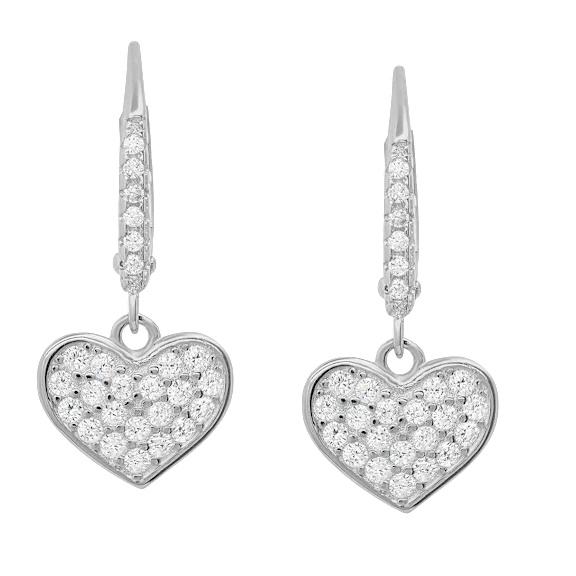 Kylie Harper Sterling Silver Petite Dangling Heart Leverback Earrings