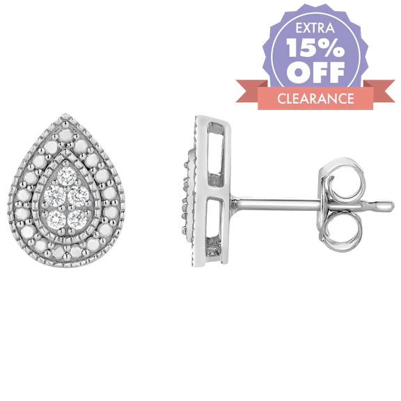 Unique Design 1/10 Carat TW Lab Grown Diamond Pear Earrings